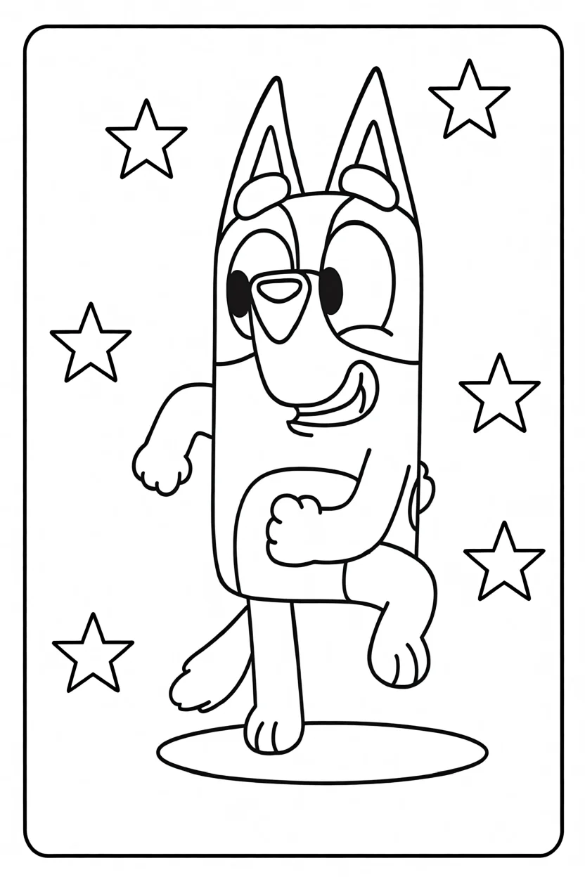 Desenho da Bluey Danu00e7ando Para Imprimir e Colorir