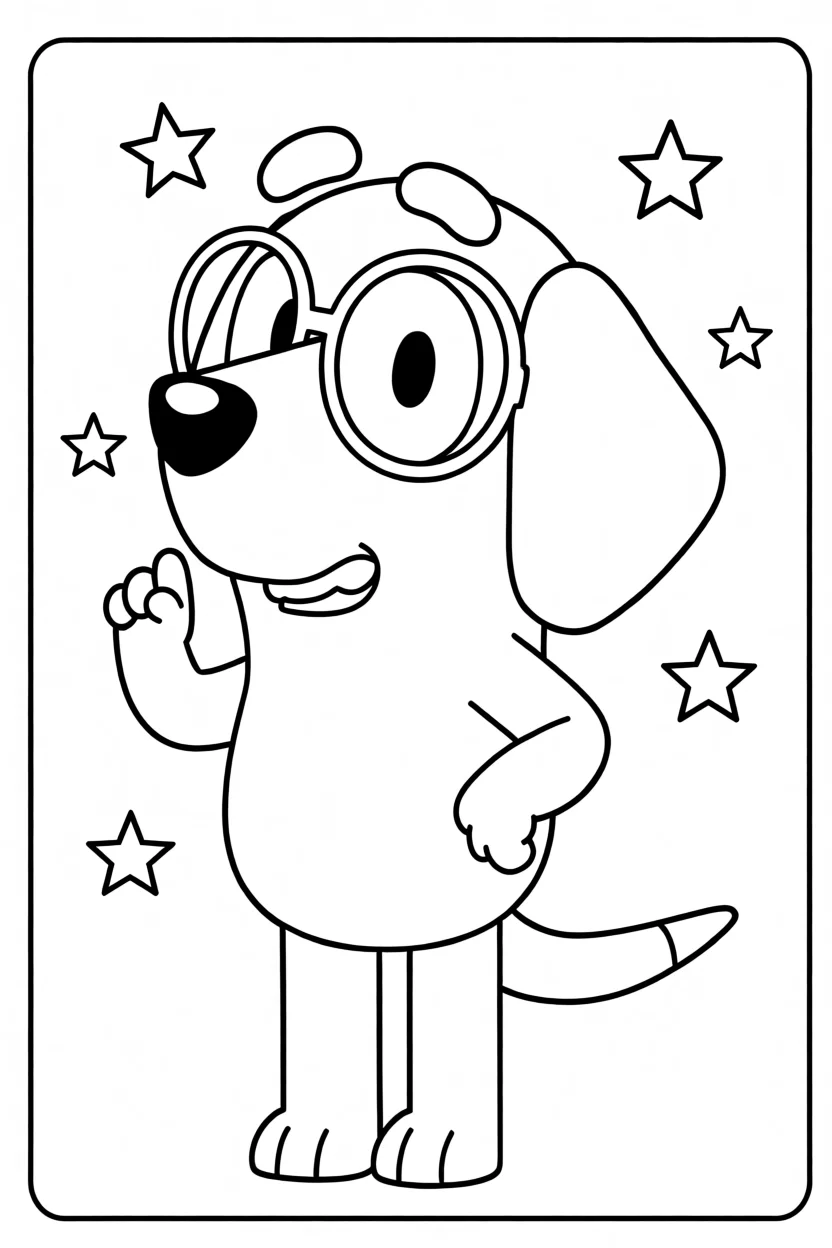 Desenho do Bluey com u00d3culos Para Imprimir e Colorir