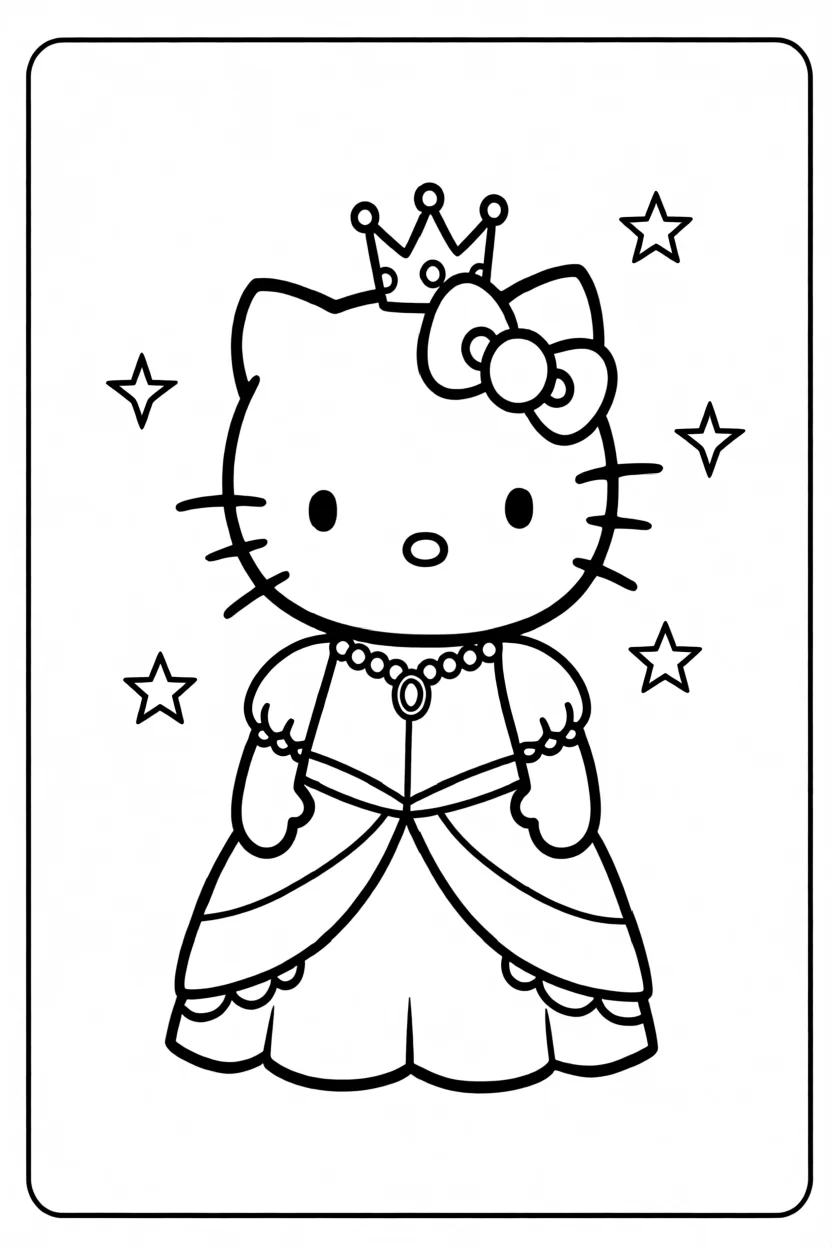 Desenho da Hello Kitty Princesa Para Imprimir e Colorir