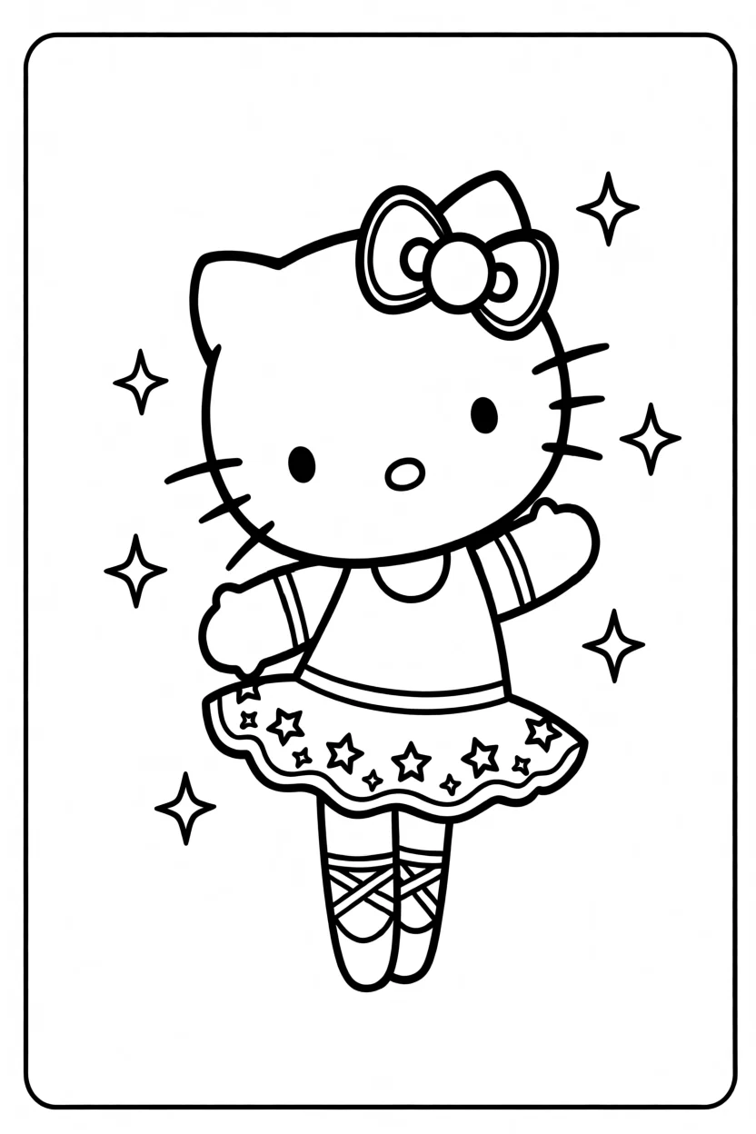 Desenho da Hello Kitty Bailarina Para Imprimir e Colorir