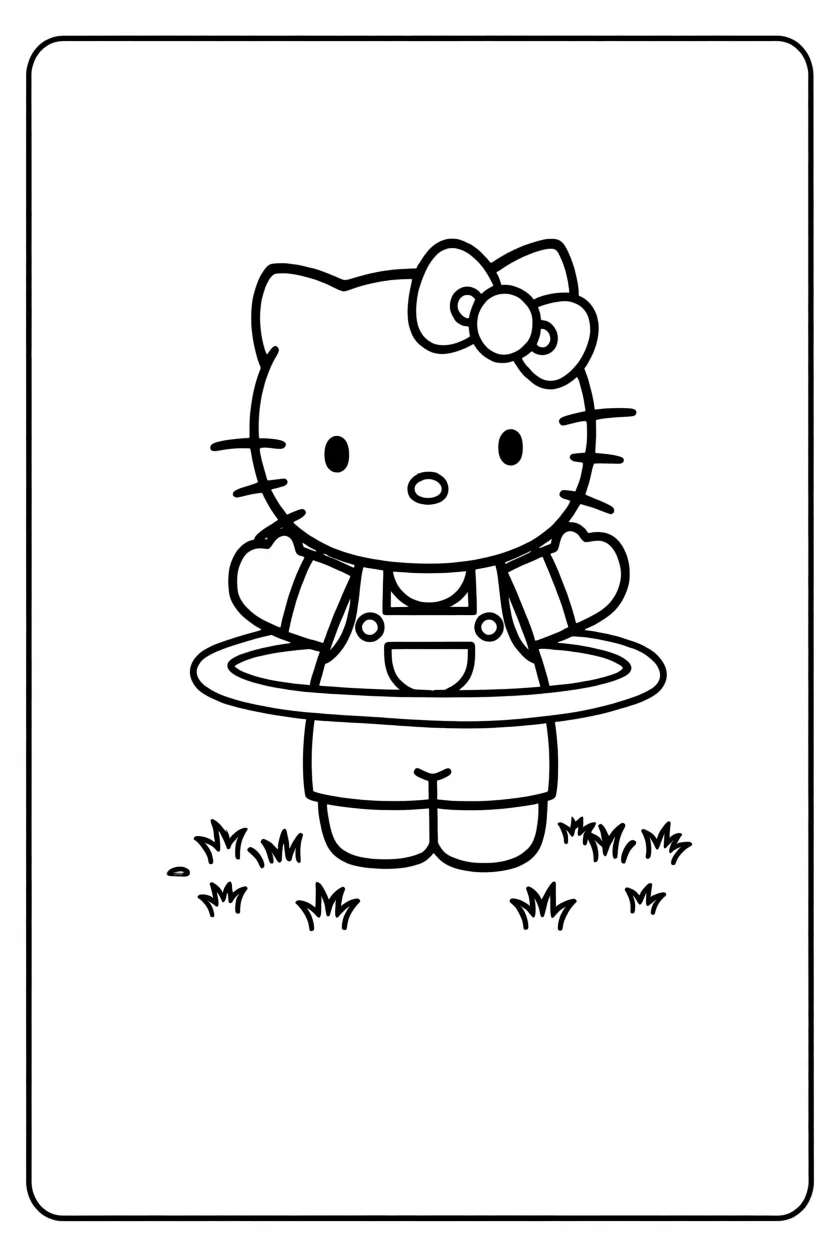 Desenho da Hello Kitty com Bambolu00ea Para Imprimir e Colorir