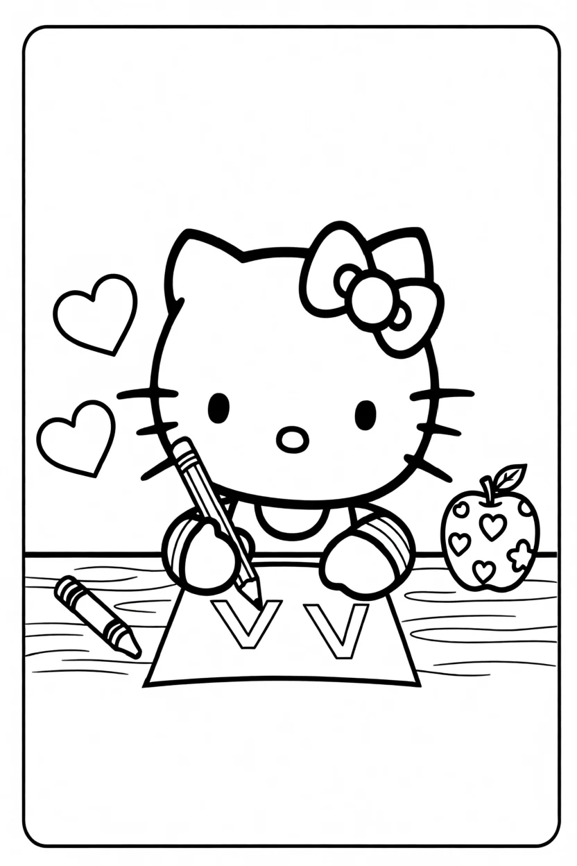 Desenho da Hello Kitty com Mau00e7u00e3 Para Imprimir e Colorir