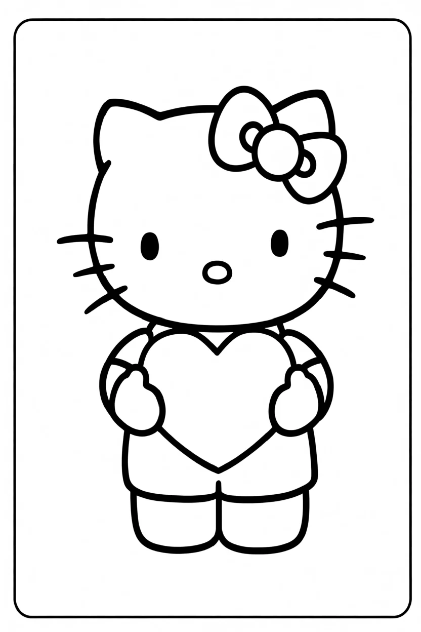 Desenho da Hello Kitty com Corau00e7u00e3o Para Imprimir e Colorir