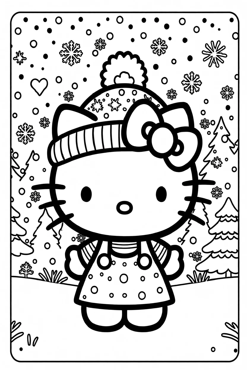Desenho da Hello Kitty com Gorra Para Imprimir e Colorir