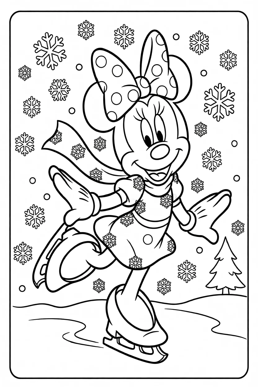 Desenho da Minnie Patinando Para Imprimir e Colorir