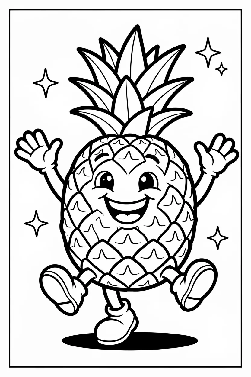 Desenhos de Abacaxi para Imprimir e Colorir