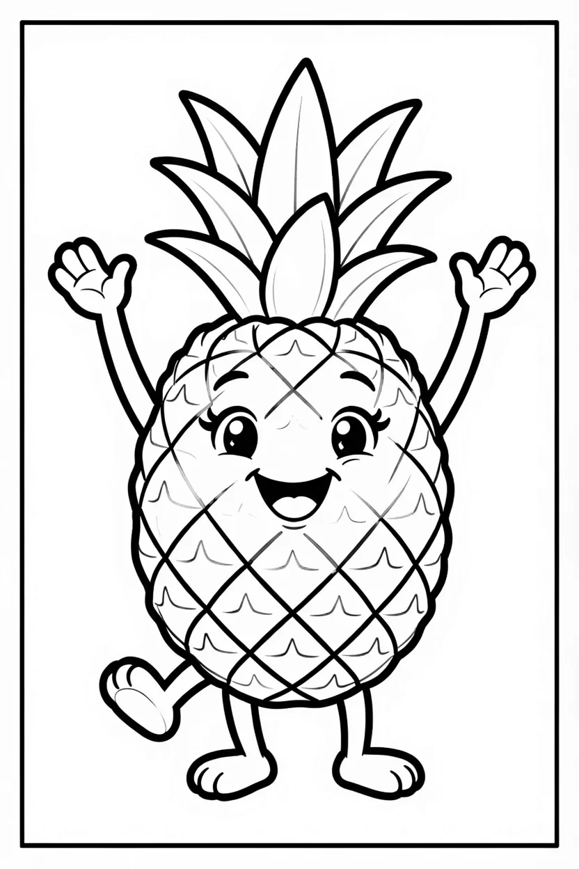 Desenhos de Abacaxi para Imprimir e Colorir