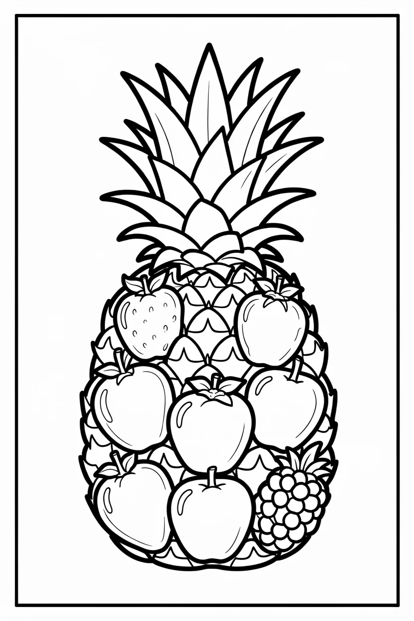 Desenhos de Abacaxi para Imprimir e Colorir