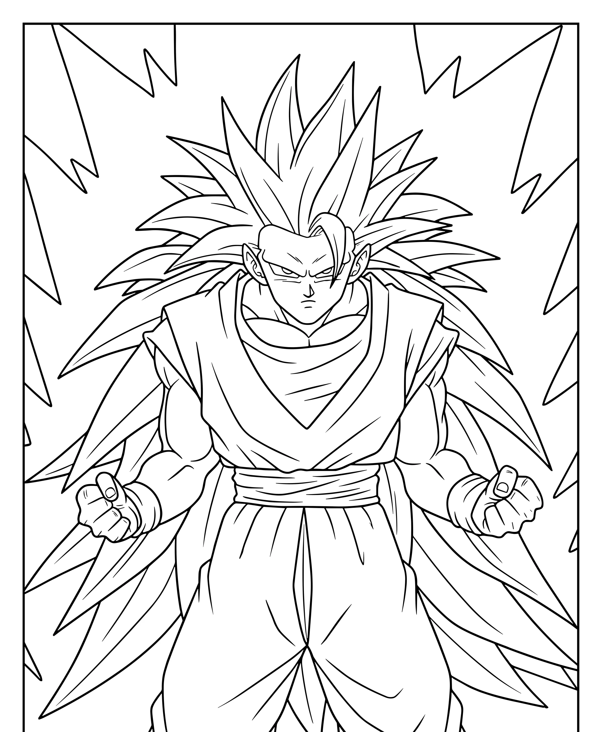 Desenho do Goku Super Saiyajin Para Imprimir e Colorir