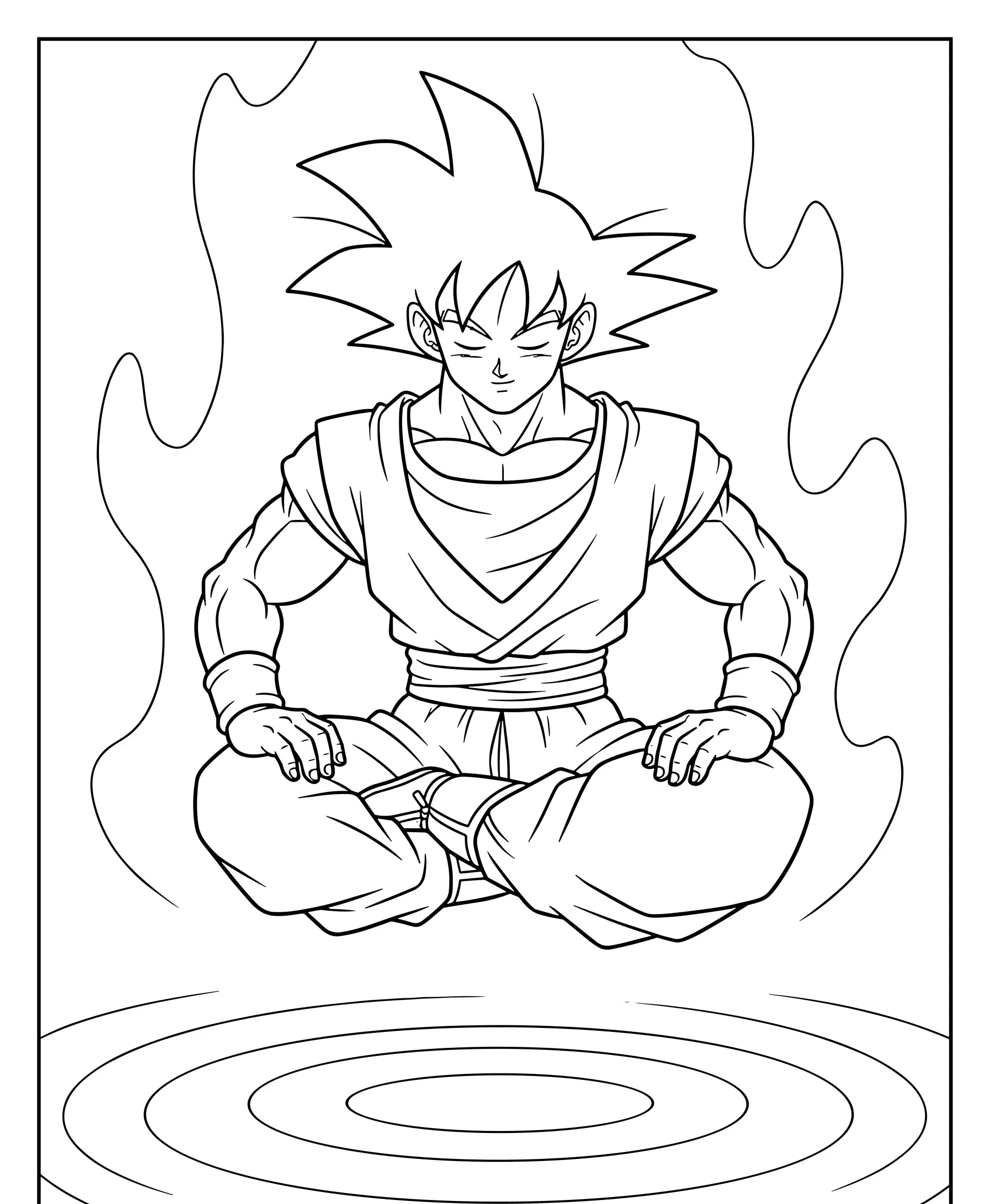 Desenho do Goku Meditando Para Imprimir e Colorir