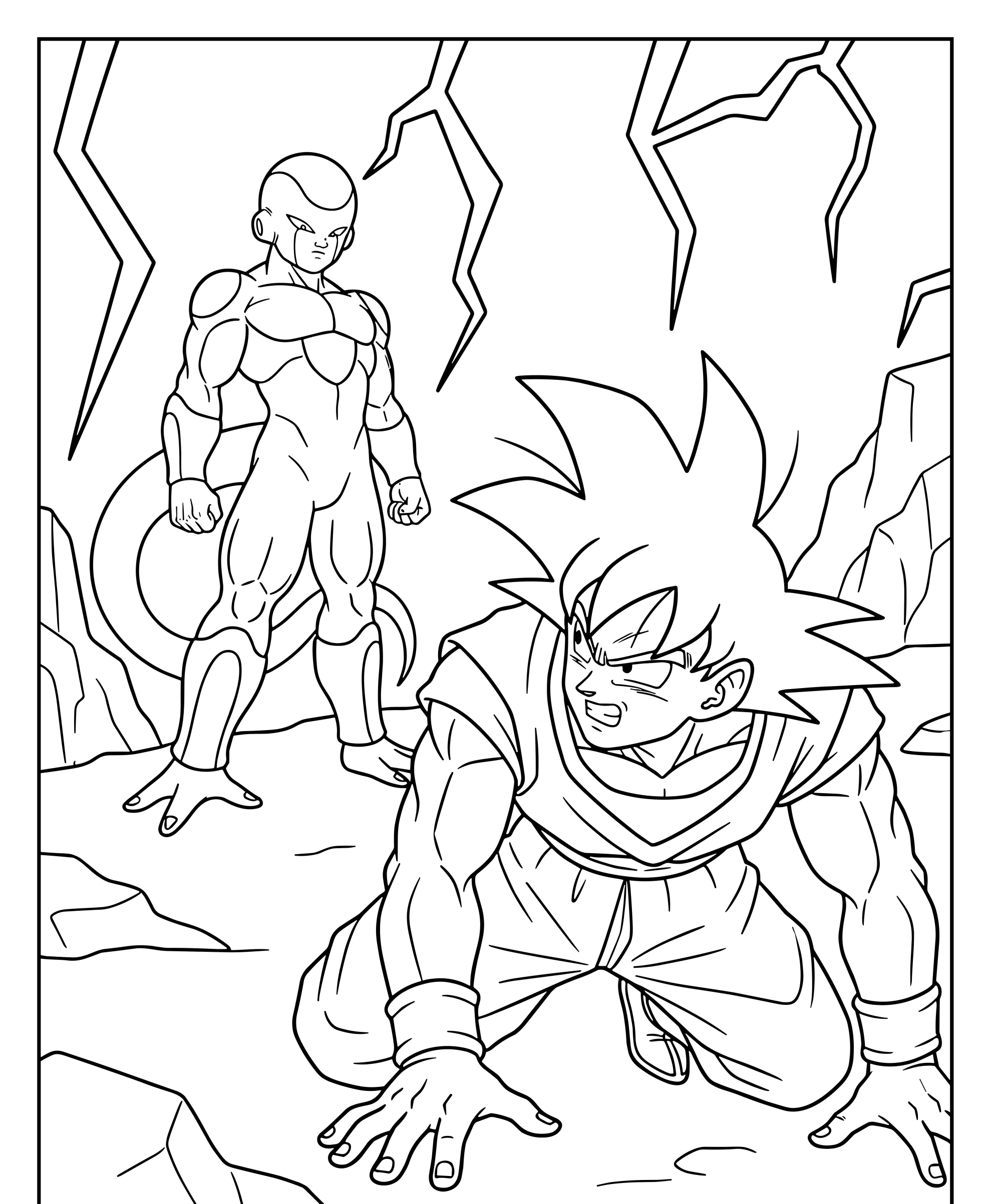 Desenho do Goku com Freeza Para Imprimir e Colorir