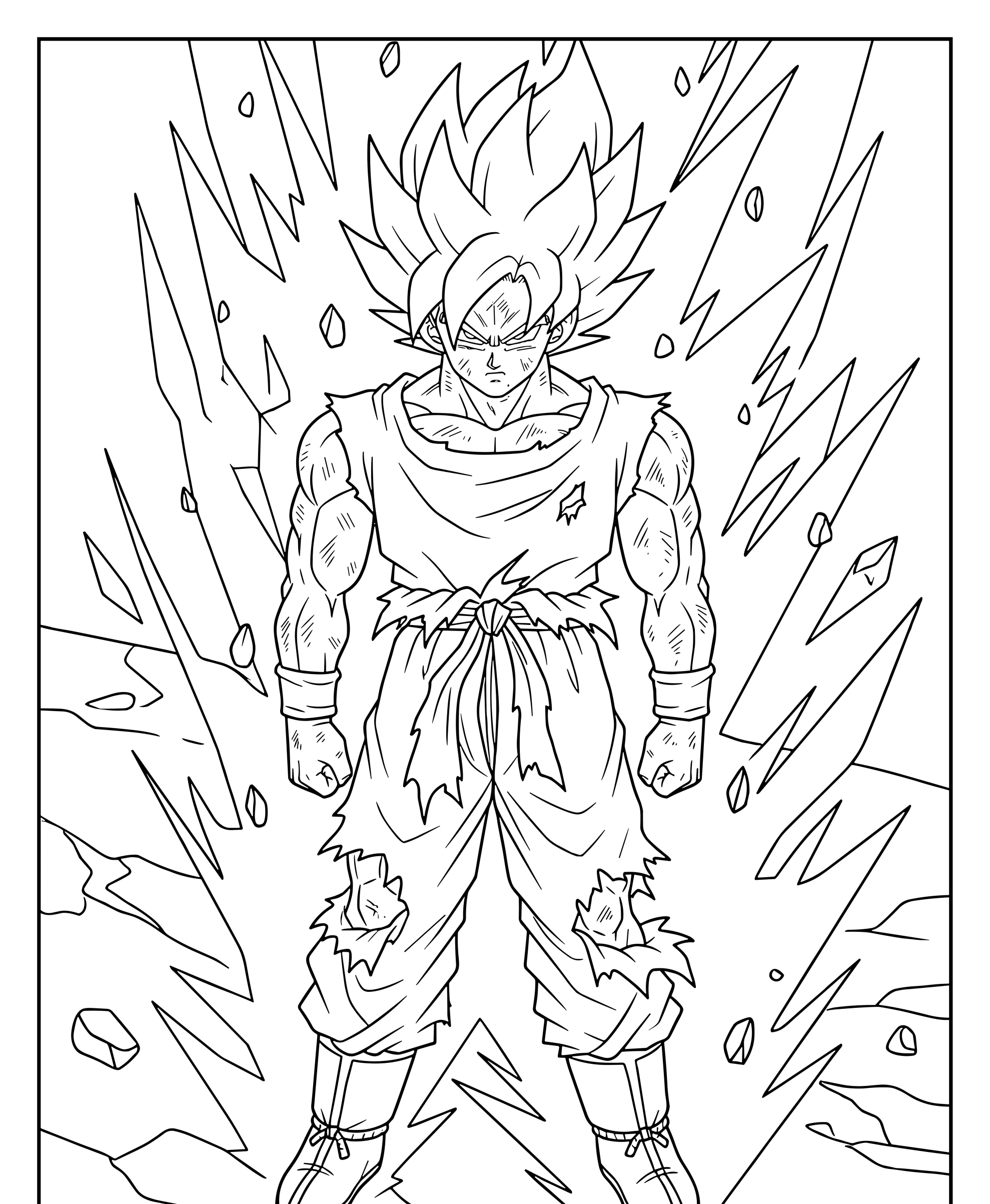 Desenho do Goku Super Saiyajin Para Imprimir e Colorir