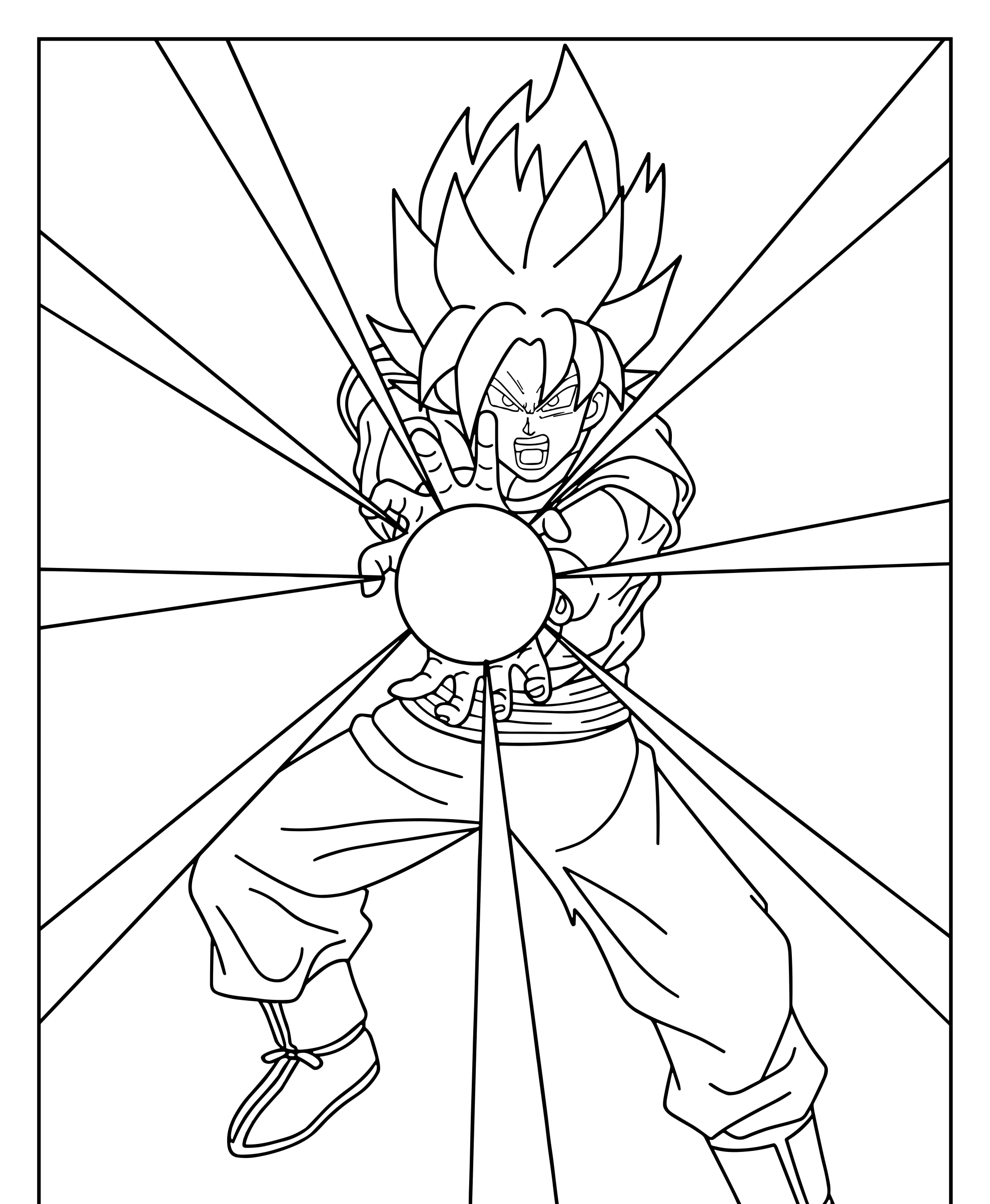 Desenho de Goku Super Saiyajin Para Imprimir e Colorir