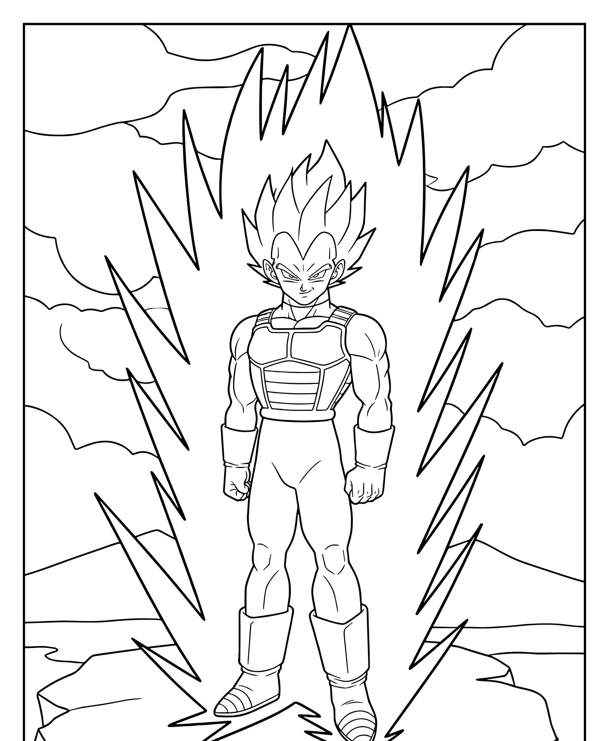 Desenho do Vegeta Super Saiyajin Para Imprimir e Colorir