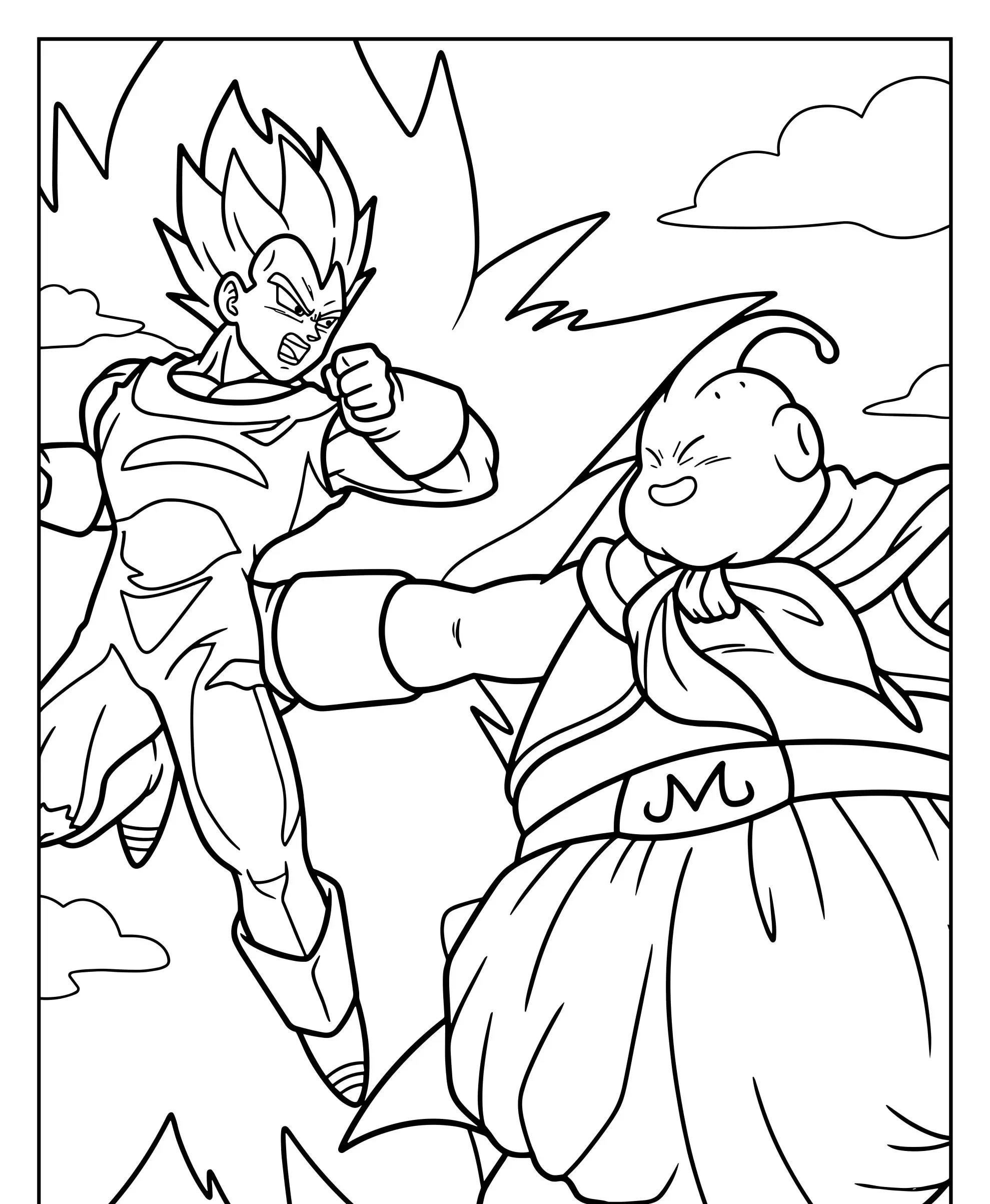 Desenho de Vegeta e Majin Boo Para Imprimir e Colorir