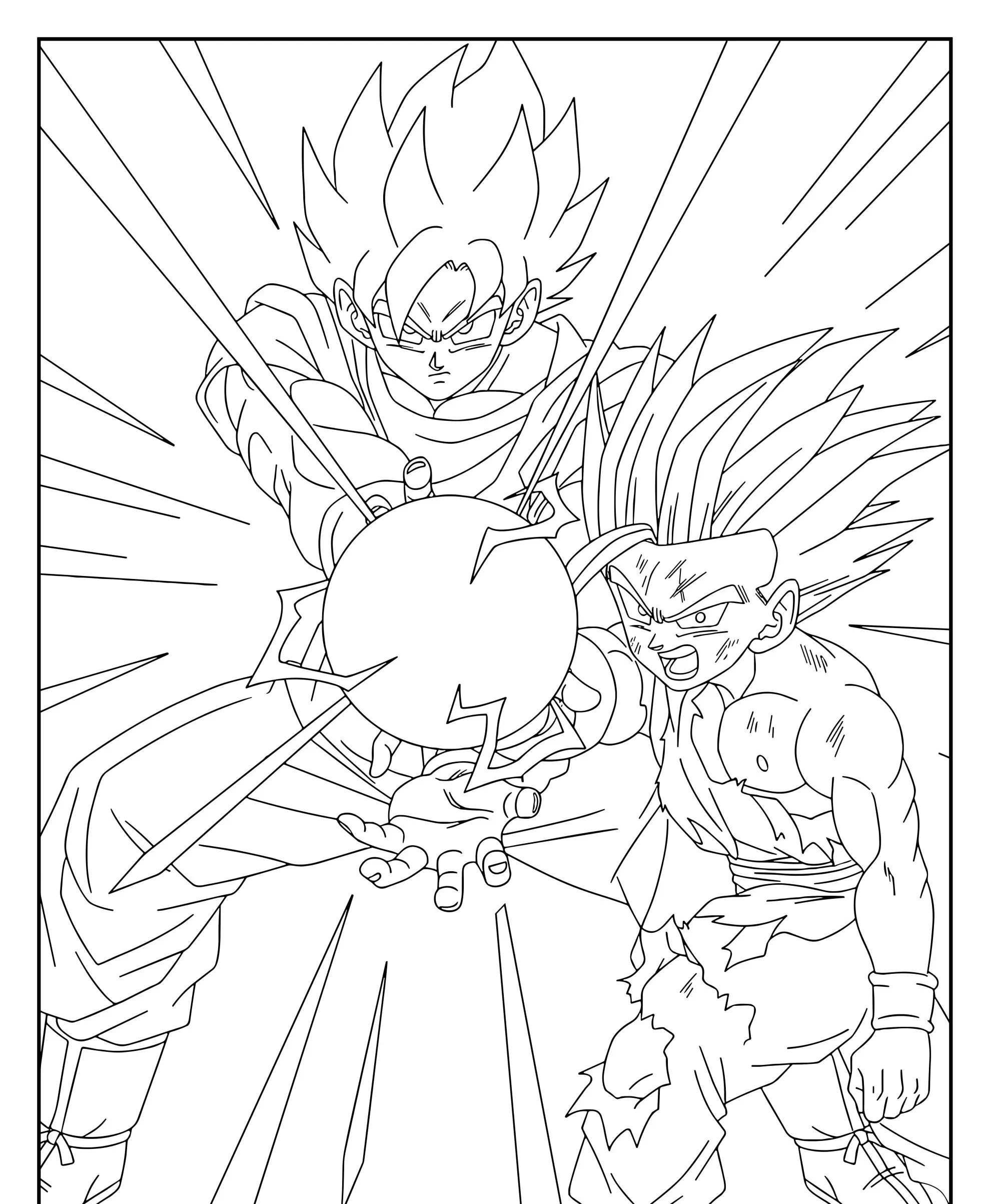 Desenho de Goku e Vegeta Para Imprimir e Colorir