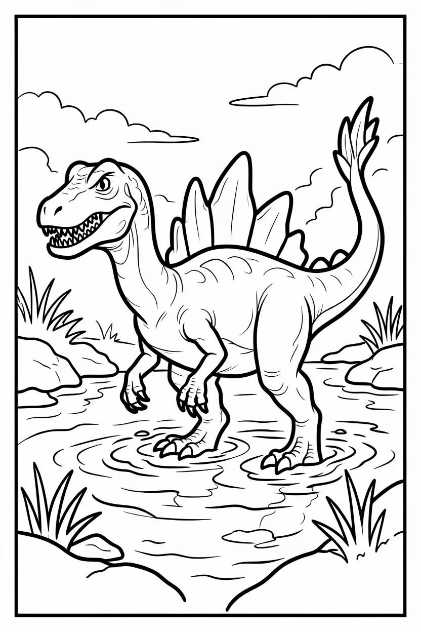 Desenhos de Espinossauro para Imprimir e Colorir