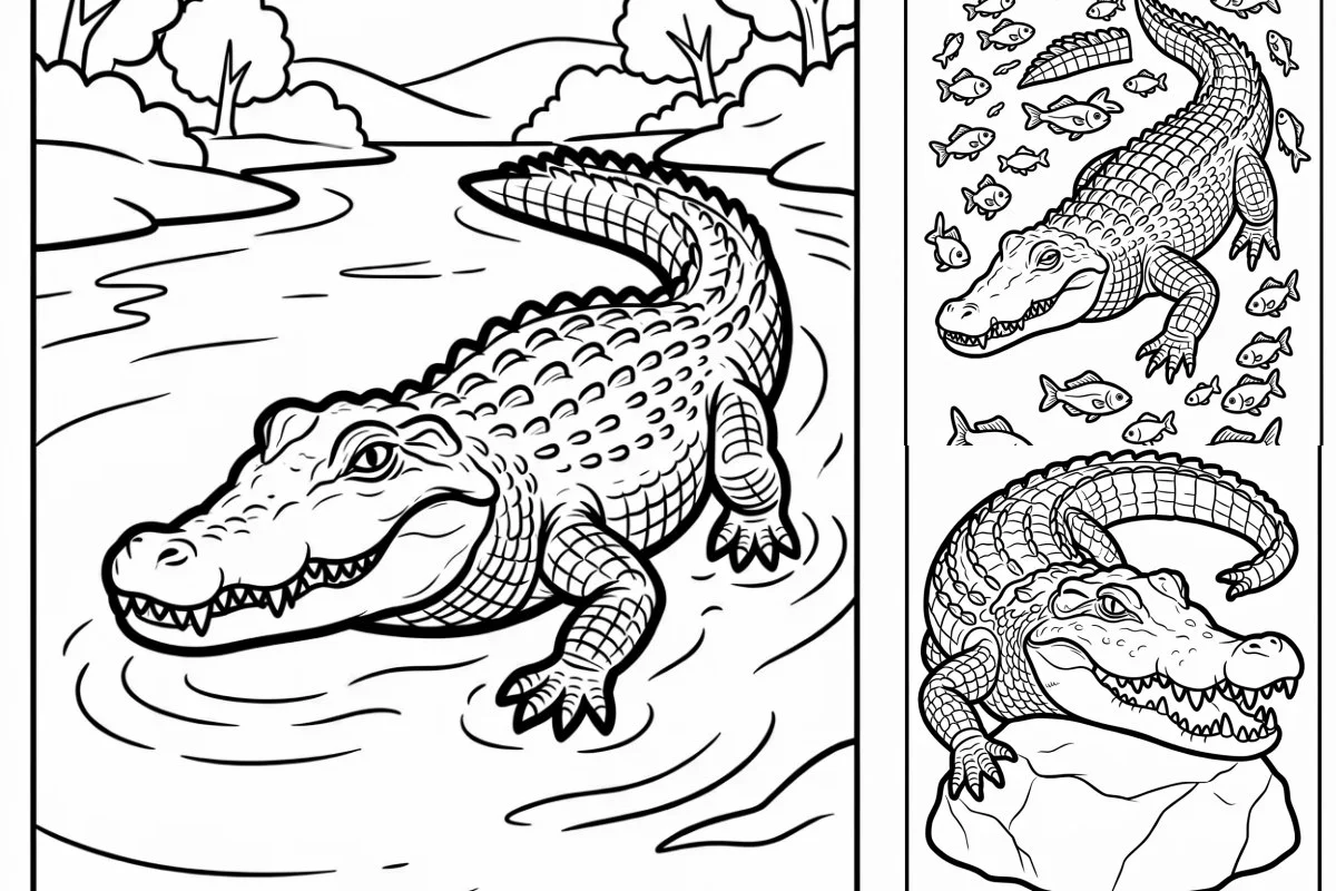 Desenhos de Jacaré para Imprimir e Colorir