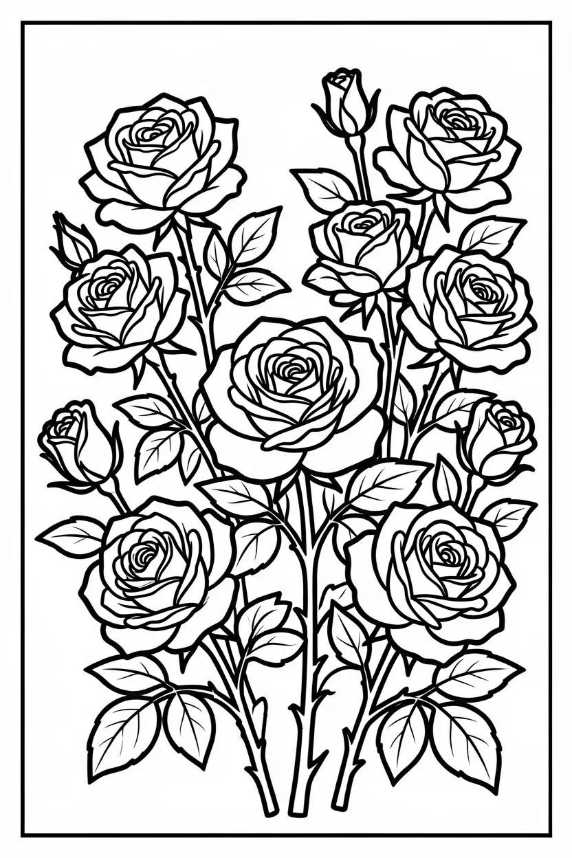 Desenhos de Rosas para Imprimir e Colorir