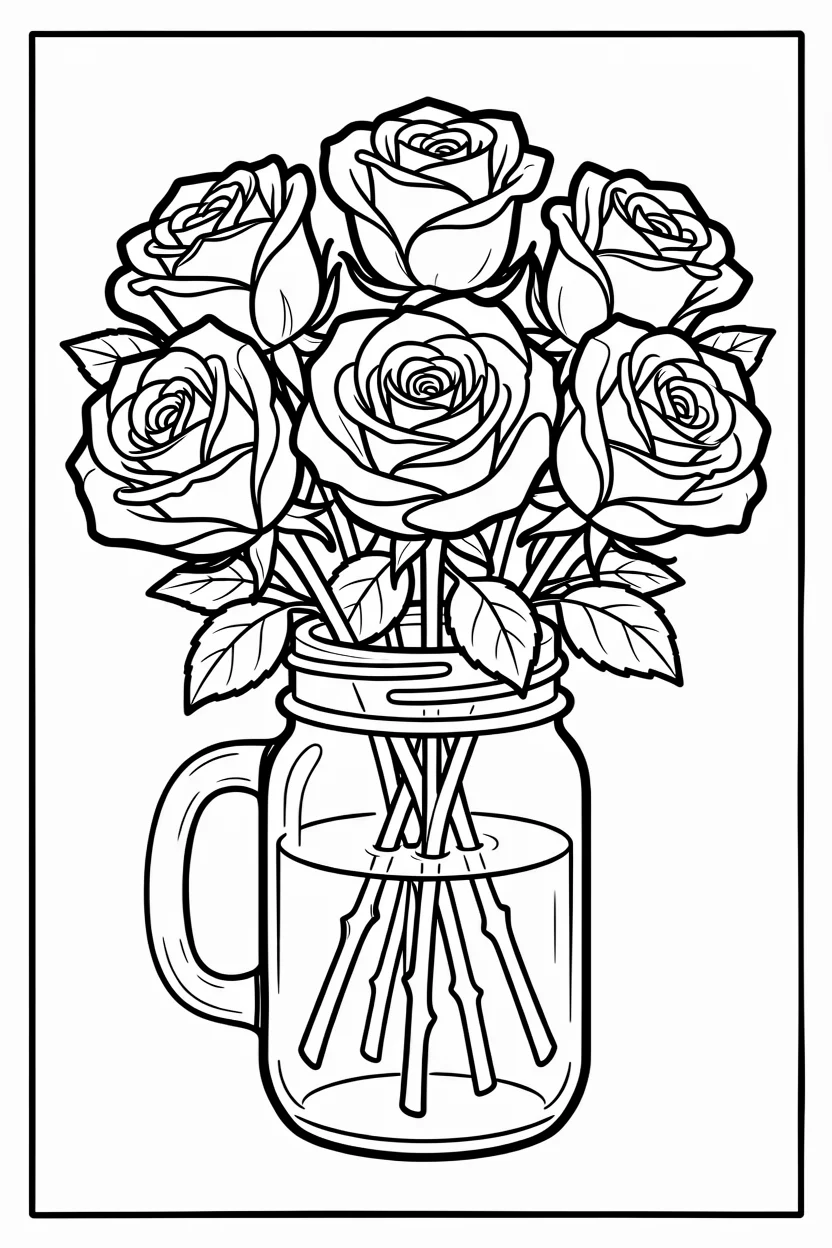 Desenhos de Rosas para Imprimir e Colorir