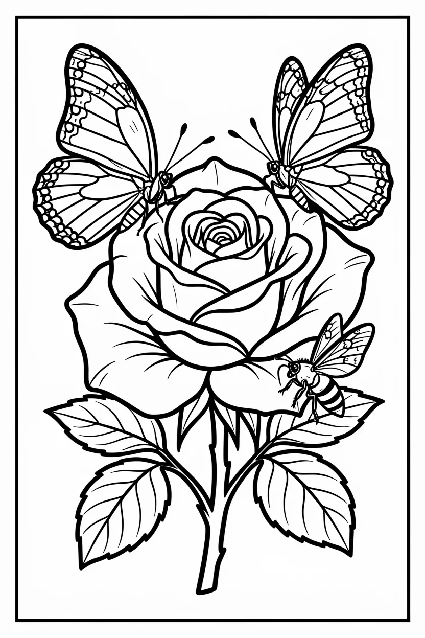 Desenhos de Rosas para Imprimir e Colorir