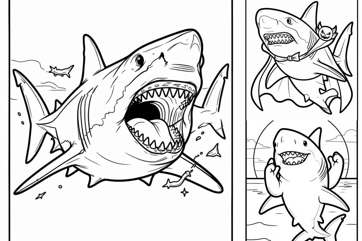 Desenhos de Tubarão para Imprimir e Colorir