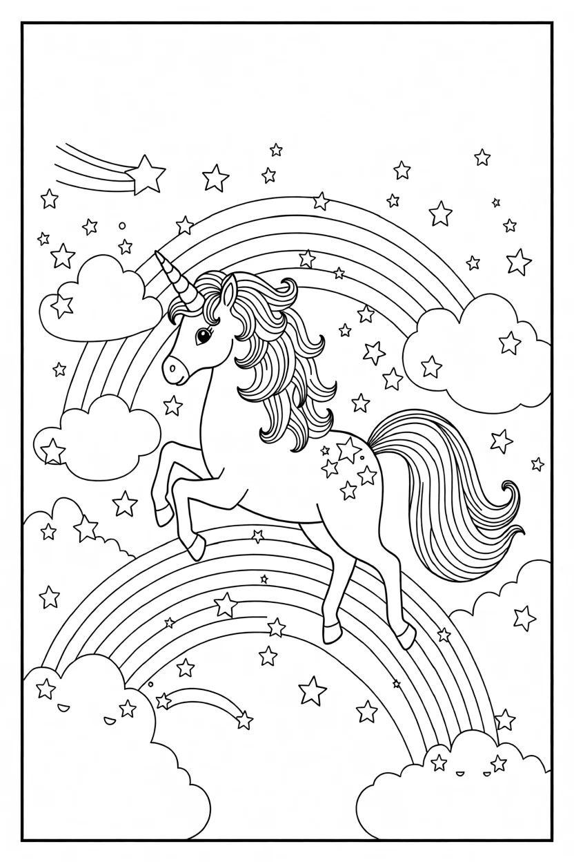 Desenho de Unicu00f3rnio com Arco-u00cdris Para Imprimir e Colorir