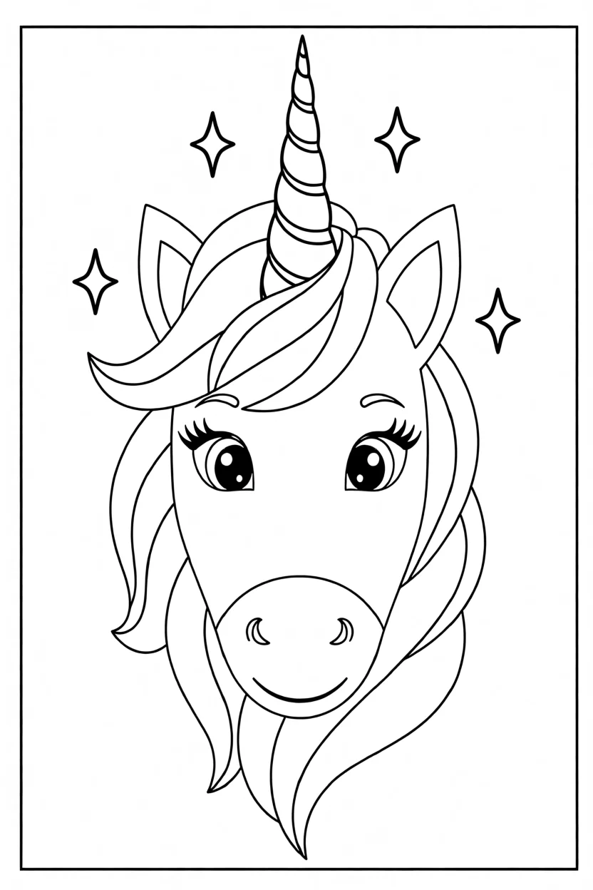 Desenho de Cabeu00e7a de Unicu00f3rnio Para Imprimir e Colorir