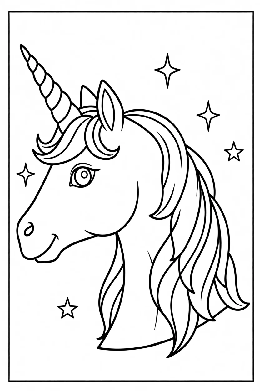 Desenho de Cabeu00e7a de Unicu00f3rnio Para Imprimir e Colorir
