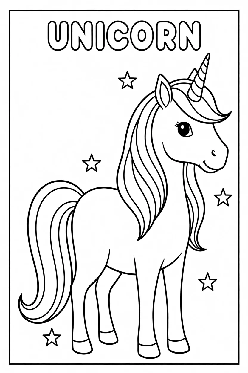 Desenho de Unicu00f3rnio com Corau00e7u00e3o Para Imprimir e Colorir