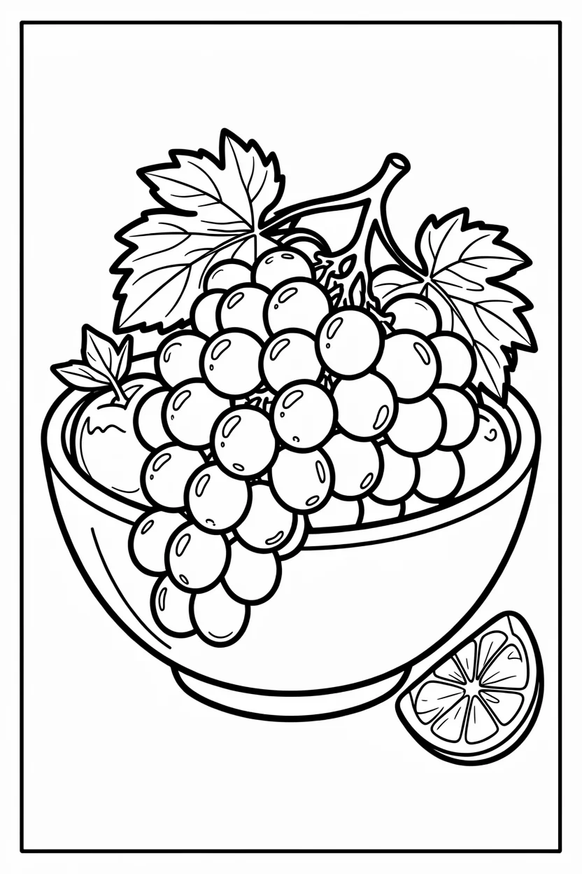 Desenhos de Uva para Imprimir e Colorir