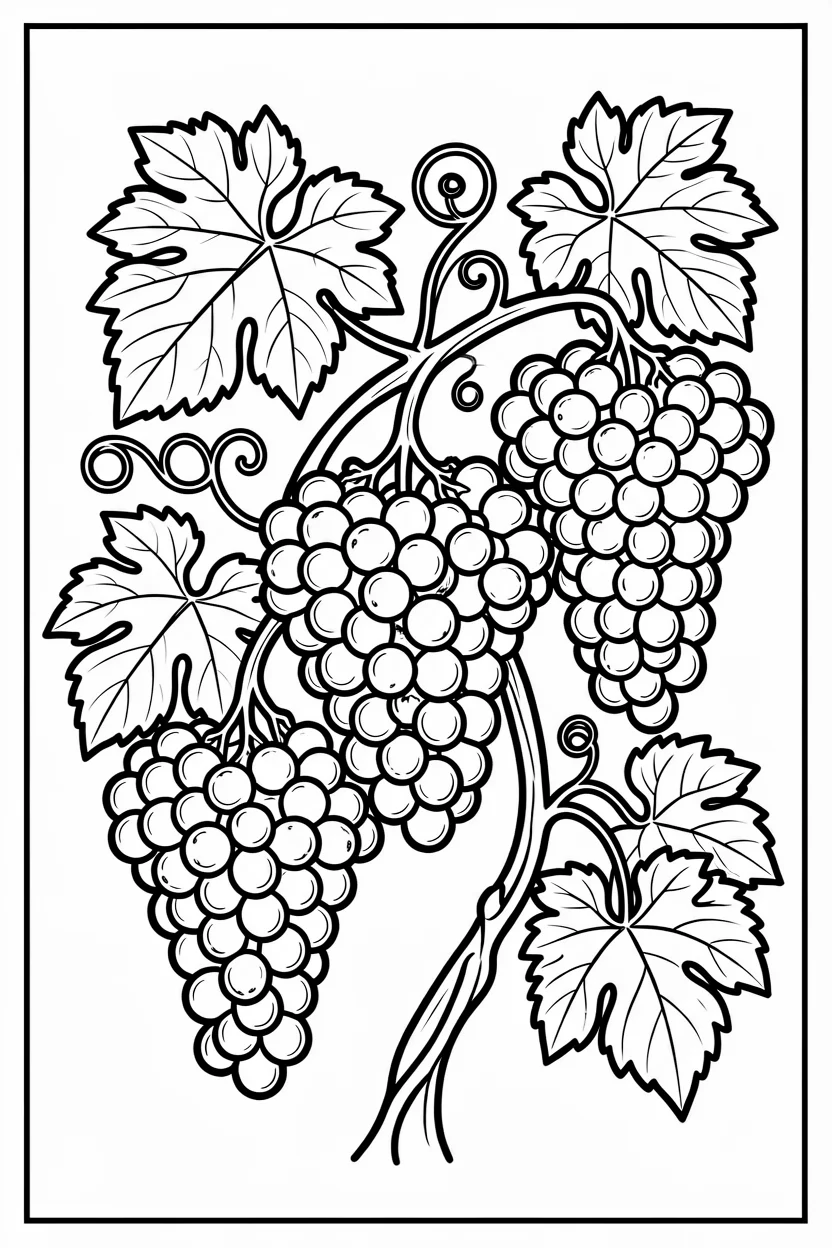 Desenhos de Uva para Imprimir e Colorir