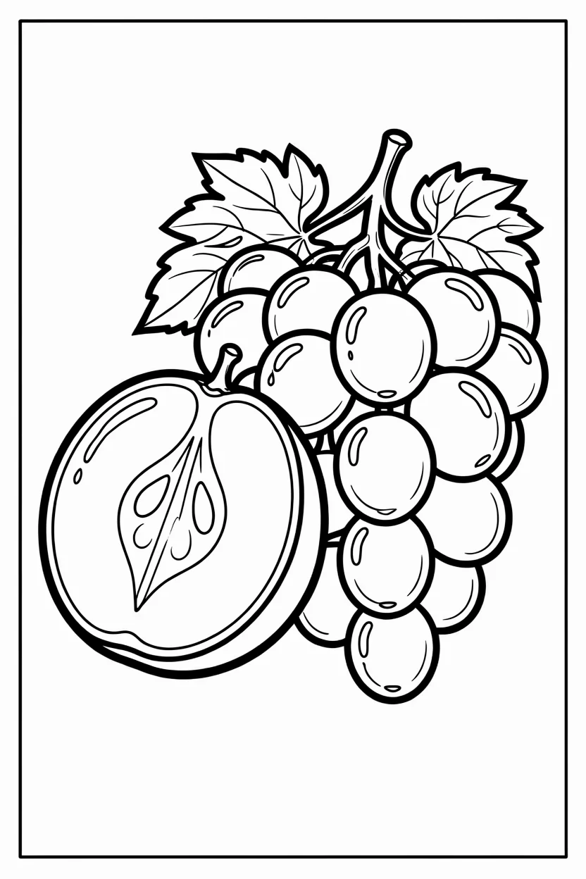 Desenhos de Uva para Imprimir e Colorir