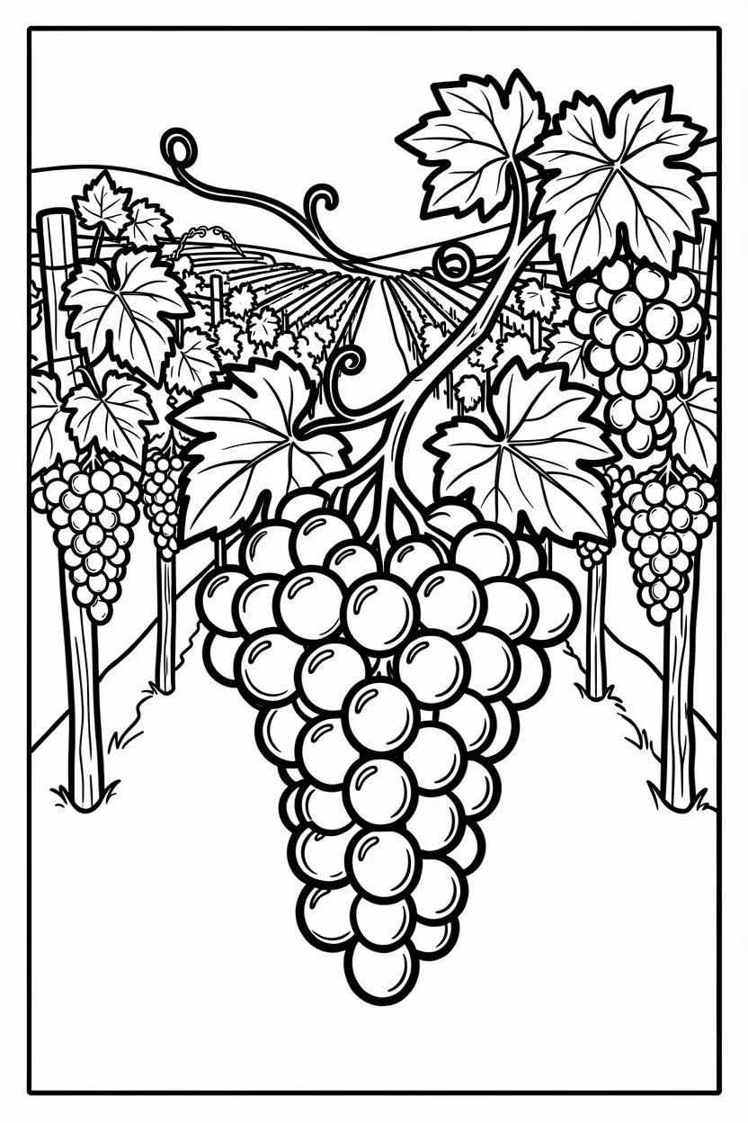 Desenhos de Uva para Imprimir e Colorir