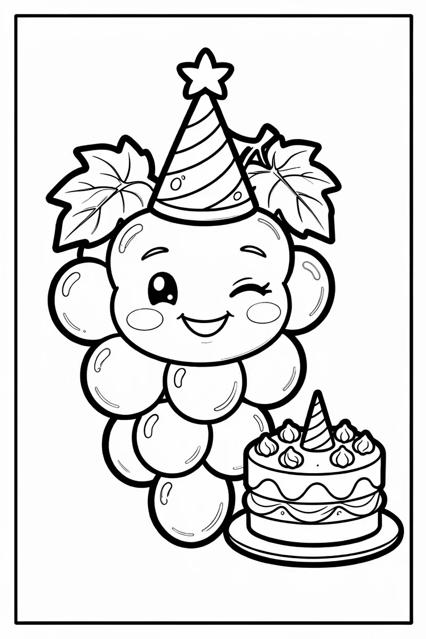 Desenhos de Uva para Imprimir e Colorir