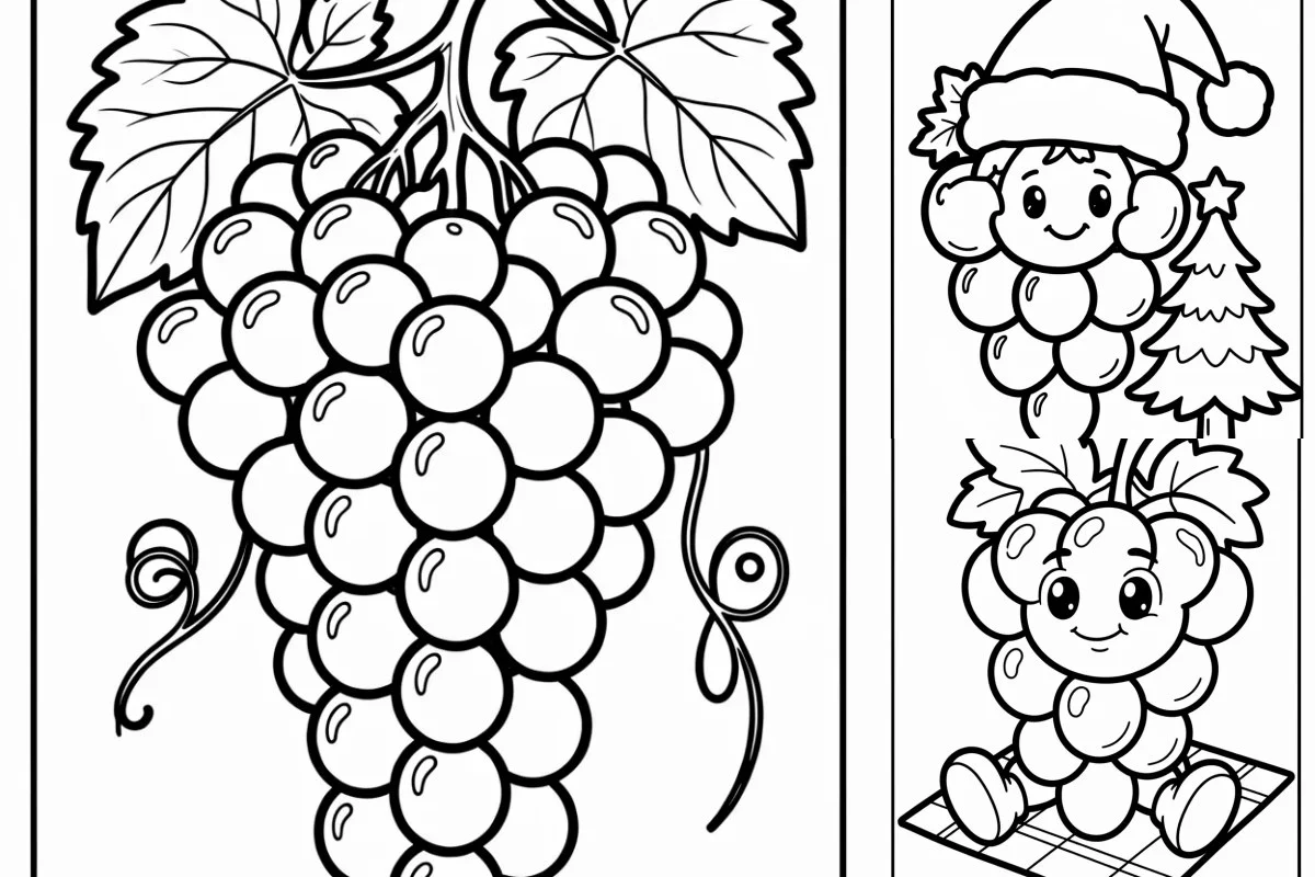 Desenhos de Uva para Imprimir e Colorir