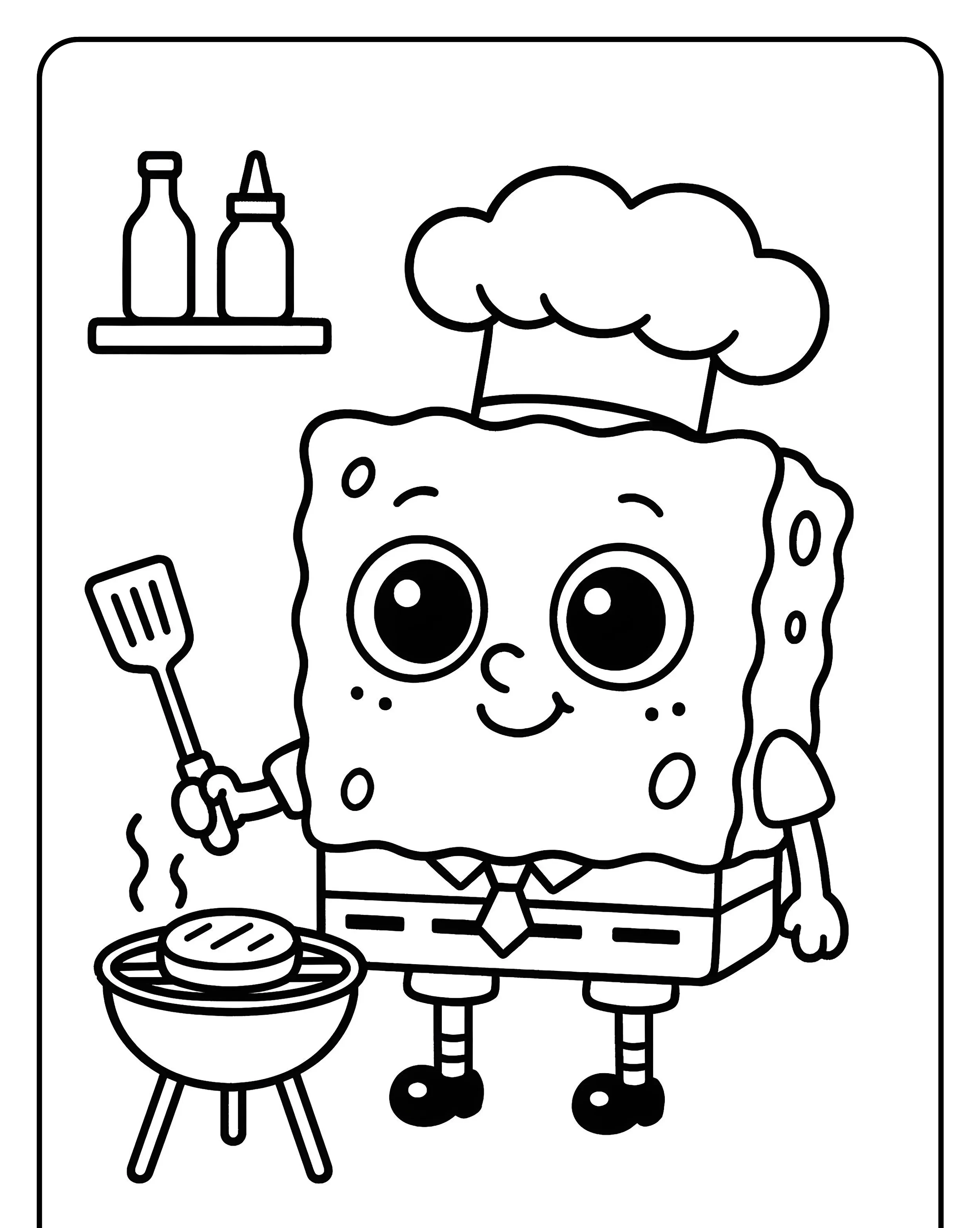 Desenho do Bob Esponja Cozinheiro Para Imprimir e Colorir
