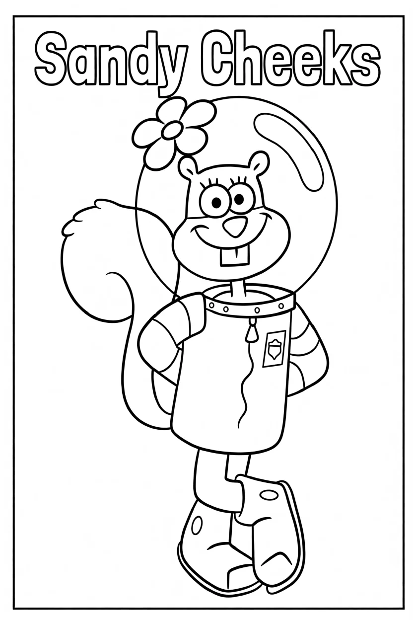 Desenho da Sandy Bochechas Para Imprimir e Colorir