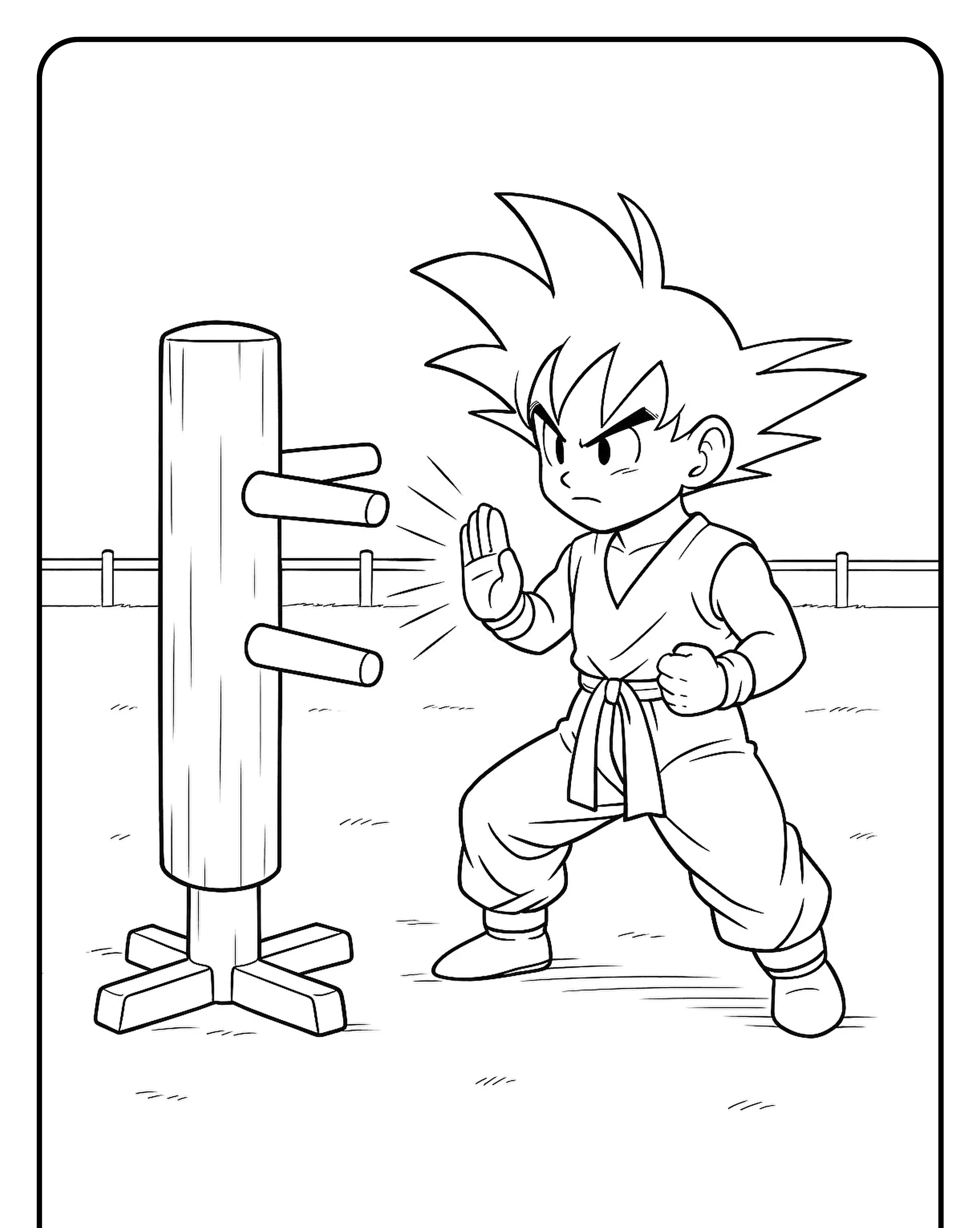 Desenho do Goku Treinando Para Imprimir e Colorir