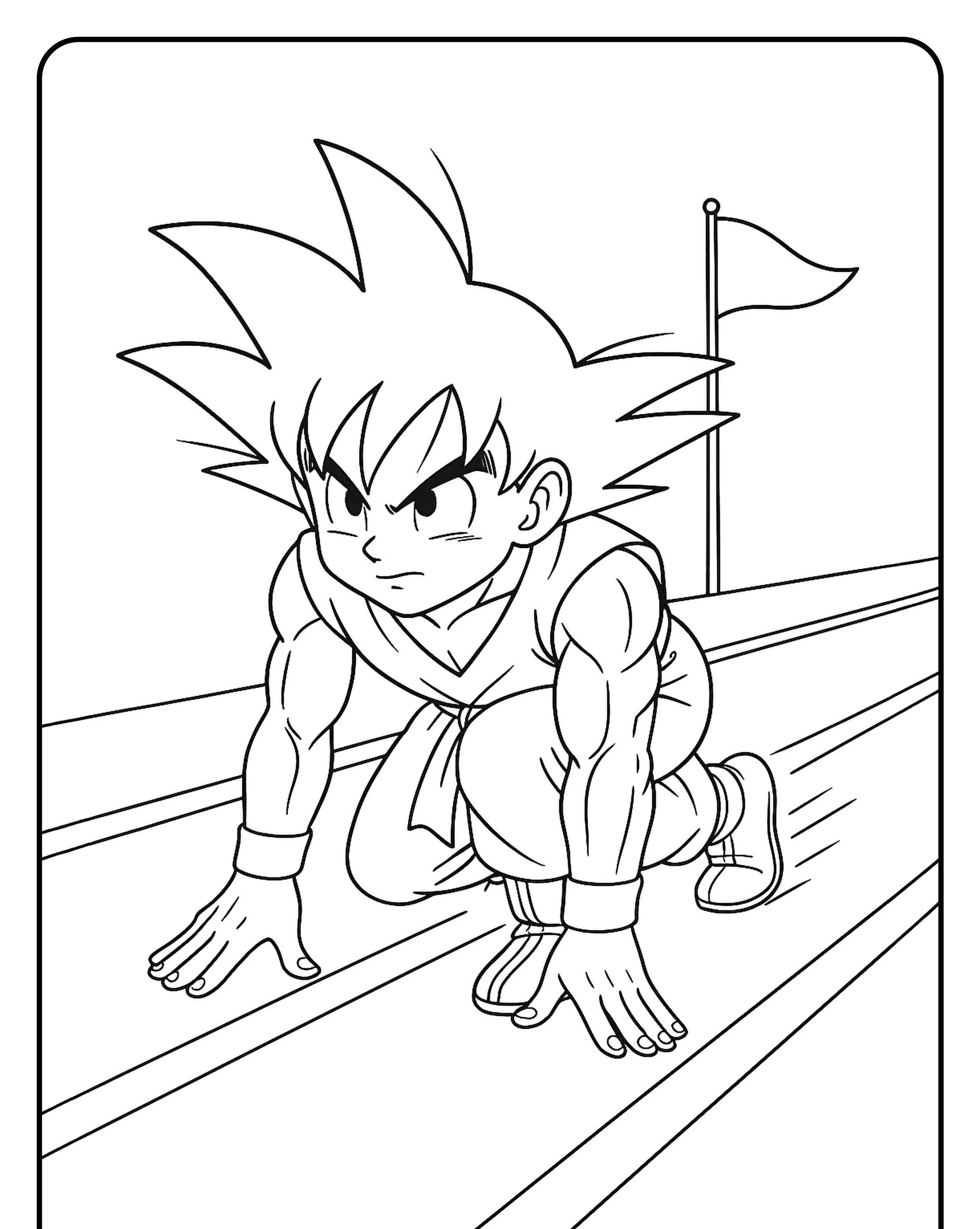Desenho do Goku Correndo Para Imprimir e Colorir