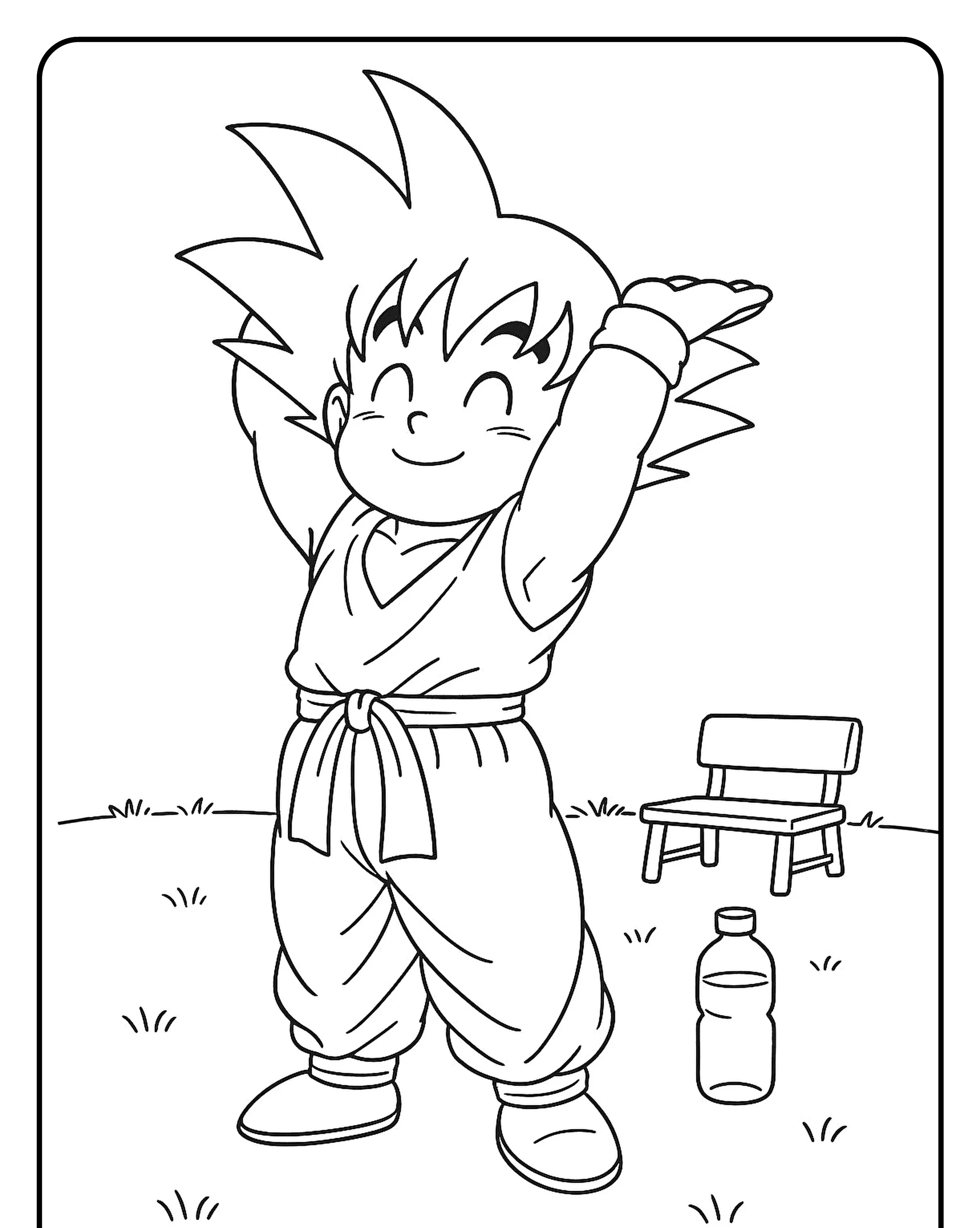 Desenho do Goku Feliz Para Imprimir e Colorir
