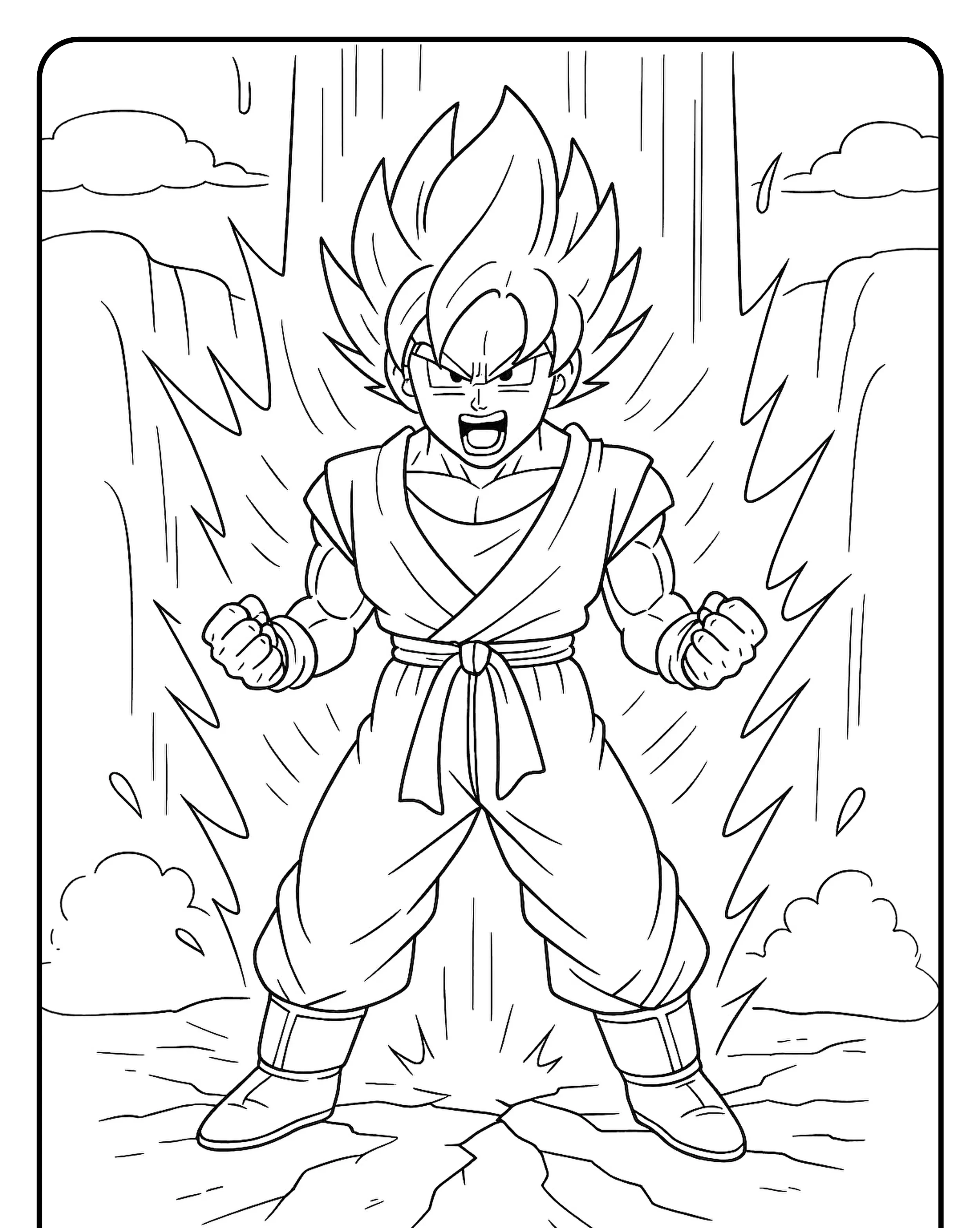 Desenho do Goku Super Saiyajin Para Imprimir e Colorir