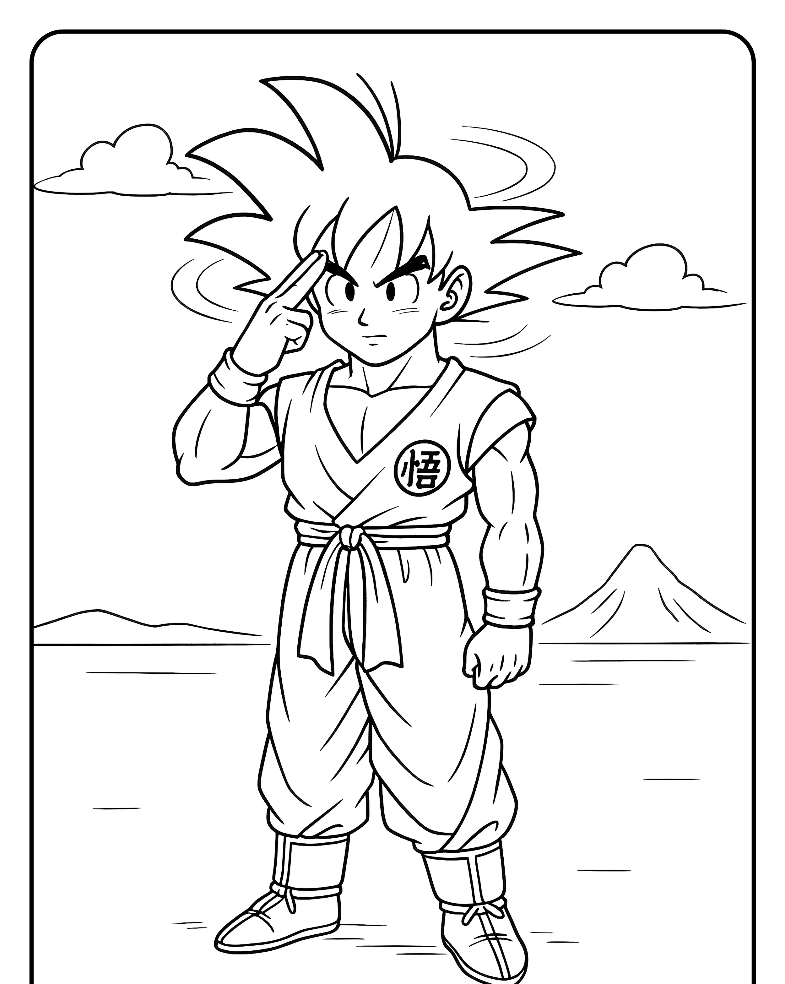 Desenho do Goku Para Imprimir e Colorir