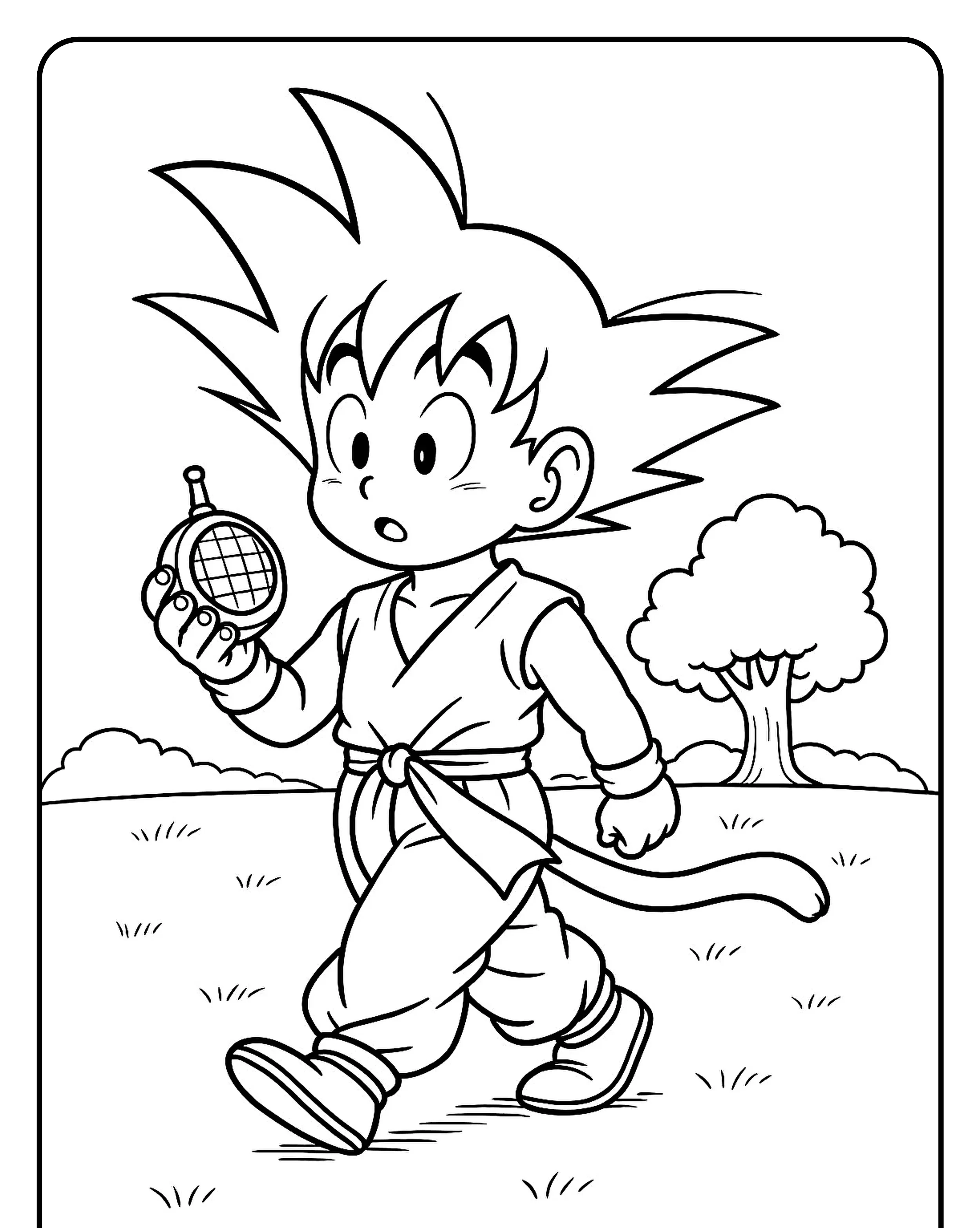 Desenho do Goku com Detalhes Para Imprimir e Colorir