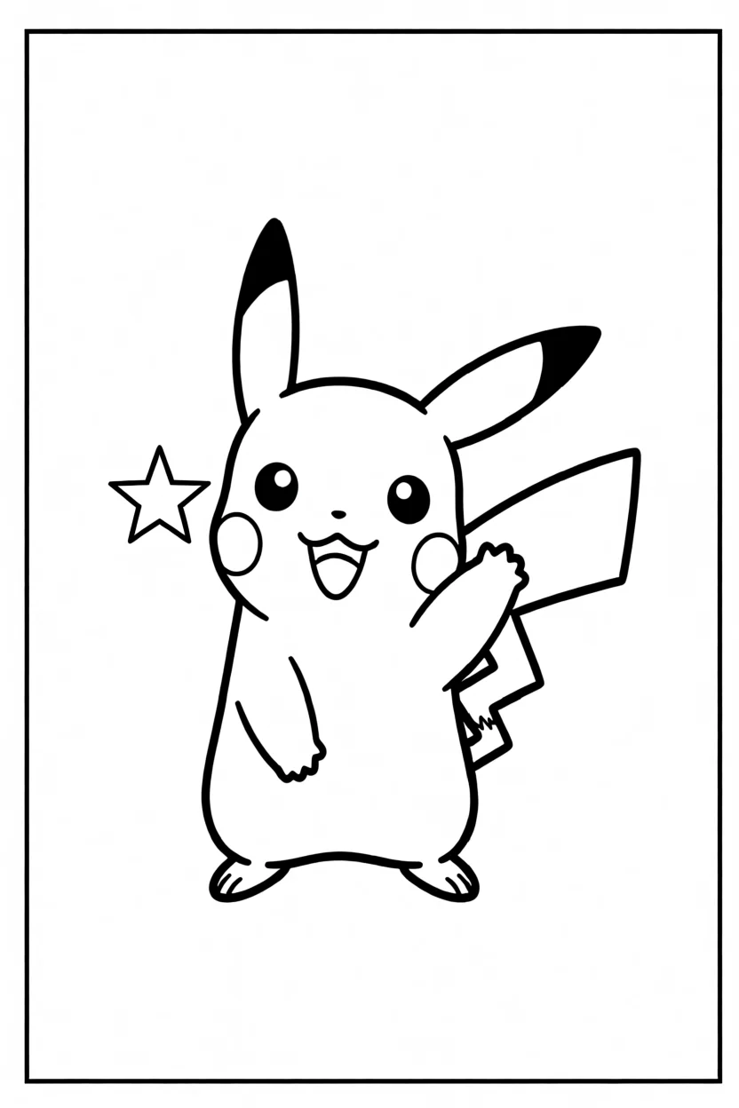 Desenho do Pikachu Para Imprimir e Colorir