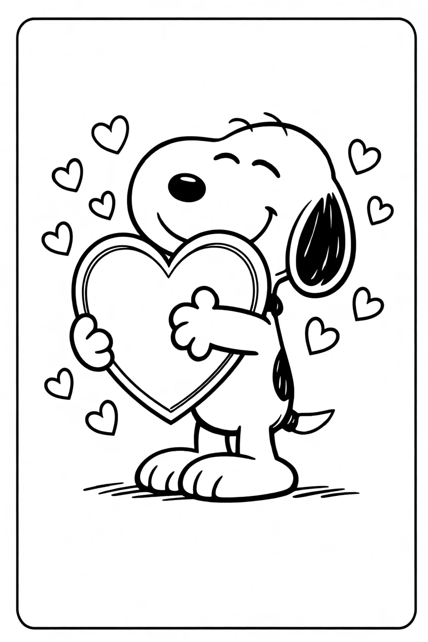 Desenho do Snoopy com Corau00e7u00e3o Para Imprimir e Colorir
