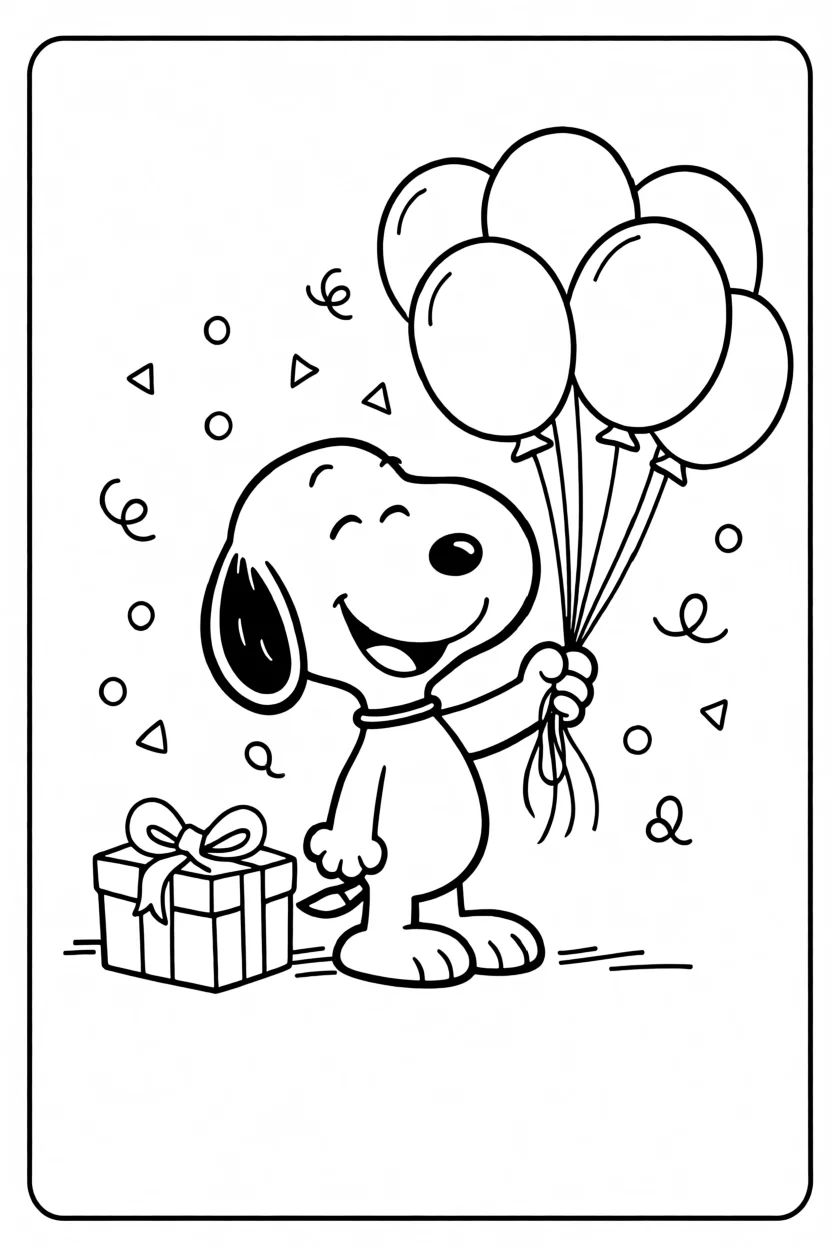 Desenho do Snoopy com Balu00f5es Para Imprimir e Colorir