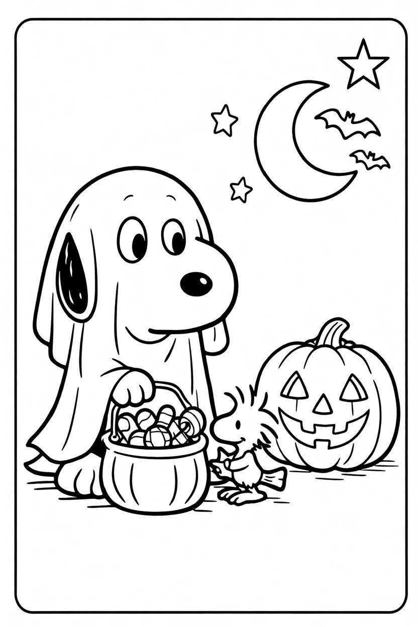 Desenho do Snoopy e Woodstock Para Imprimir e Colorir