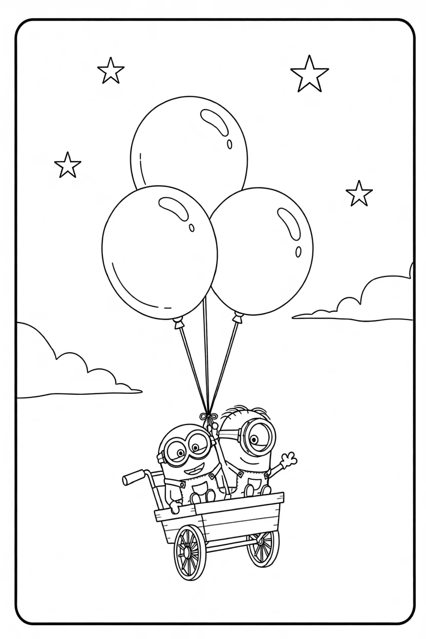Desenho dos Minions com Balu00f5es Para Imprimir e Colorir