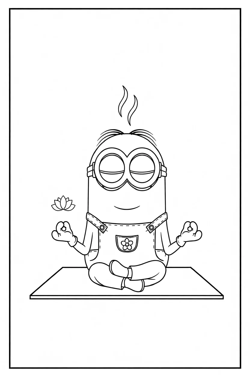 Desenho de Minion Meditando Para Imprimir e Colorir